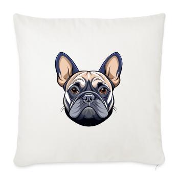 Französischer Bulldoggenkopf - Sofakissenbezug 45 x 45 cm - Naturweiß  - Vorne