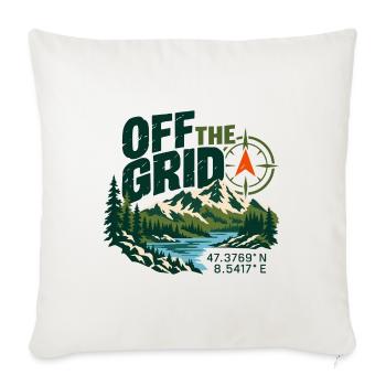 Off The Grid Berglandschaft Kompass - Sofakissenbezug 45 x 45 cm - Naturweiß  - Vorne