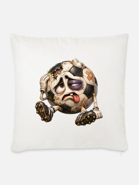 Müder Fußball nach dem Spiel - Sofakissenbezug 45 x 45 cm - Naturweiß 