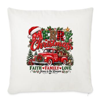 Vintage-Weihnachts-Roter Lastwagen - Sofakissenbezug 45 x 45 cm - Naturweiß  - Vorne