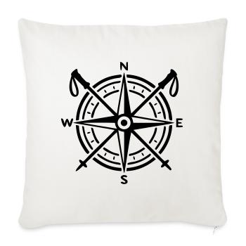 Kompass Wanderstoecke Logo - Sofakissenbezug 45 x 45 cm - Naturweiß  - Vorne