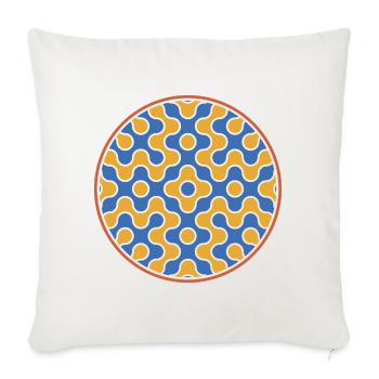 Truchet Kachel Rosette in Blau und Senfgelb - Sofakissenbezug 45 x 45 cm - Naturweiß  - Vorne