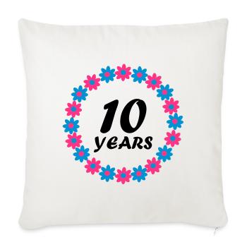 10 ans - Housse de coussin décorative 45 x 45 cm - blanc nature - Devant