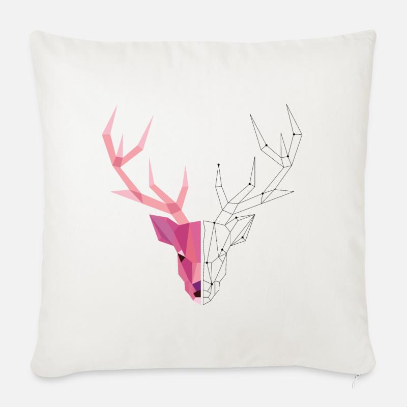 Geometrischer Hirsch - Sofakissenbezug 45 x 45 cm - Naturweiß