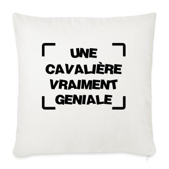 Equitation / Cheval / Cavalier / Cavalière / Sport - Housse de coussin décorative 45 x 45 cm - blanc nature - Devant