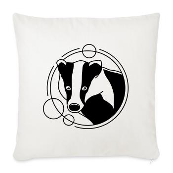 Blaireau en forme géométrique - Conception d’art au trait - Housse de coussin décorative 45 x 45 cm - blanc nature - Devant