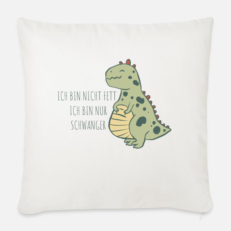 Fetter schwangerer Dinosaurier - Sofakissenbezug 45 x 45 cm - Naturweiß 