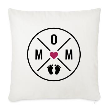 Maman Coeur Bébé Bébé Pieds Maman Amour Fête des Mères Maman - Housse de coussin décorative 45 x 45 cm - blanc nature - Devant