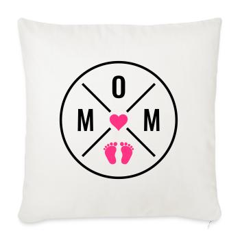 Maman Coeur Bébé Bébé Pieds Maman Amour Fête des Mères Maman - Housse de coussin décorative 45 x 45 cm - blanc nature - Devant