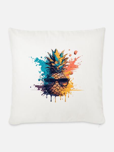 Lustiges Ananas Obst - Sofakissenbezug 45 x 45 cm - Naturweiß