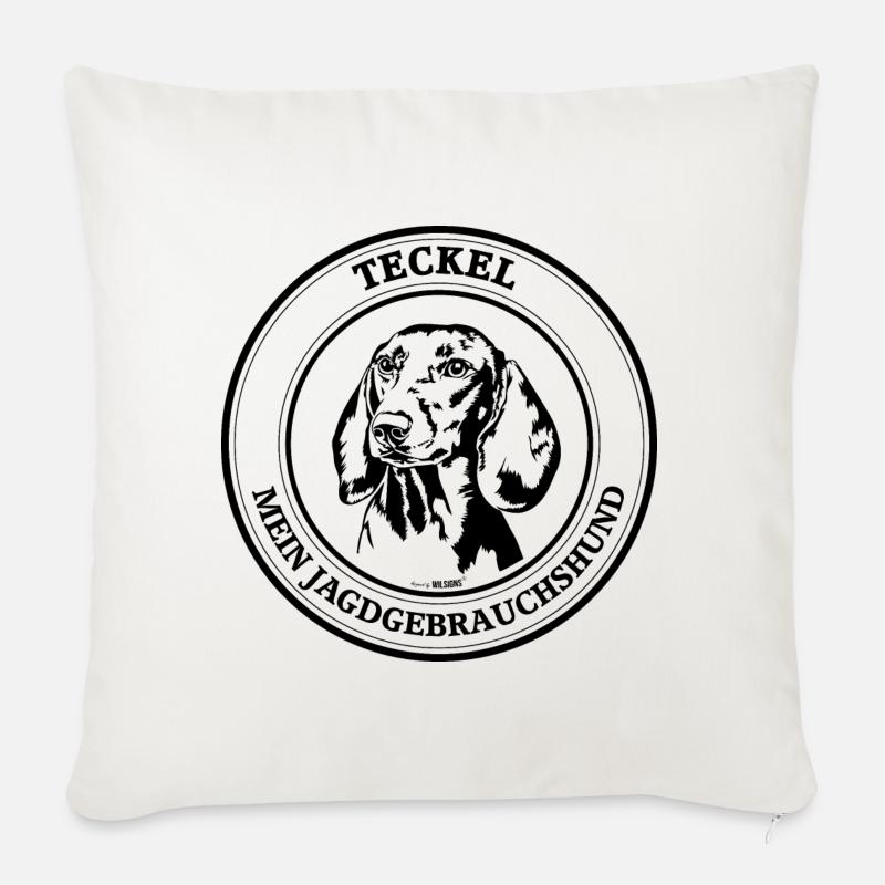 Teckel Jagdgebrauchshund Jagdhund Hunde Wilsigns - Sofakissenbezug 45 x 45 cm - Naturweiß 