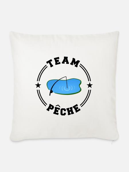 TEAM PECHE College-Runde - Sofakissenbezug 45 x 45 cm - Naturweiß