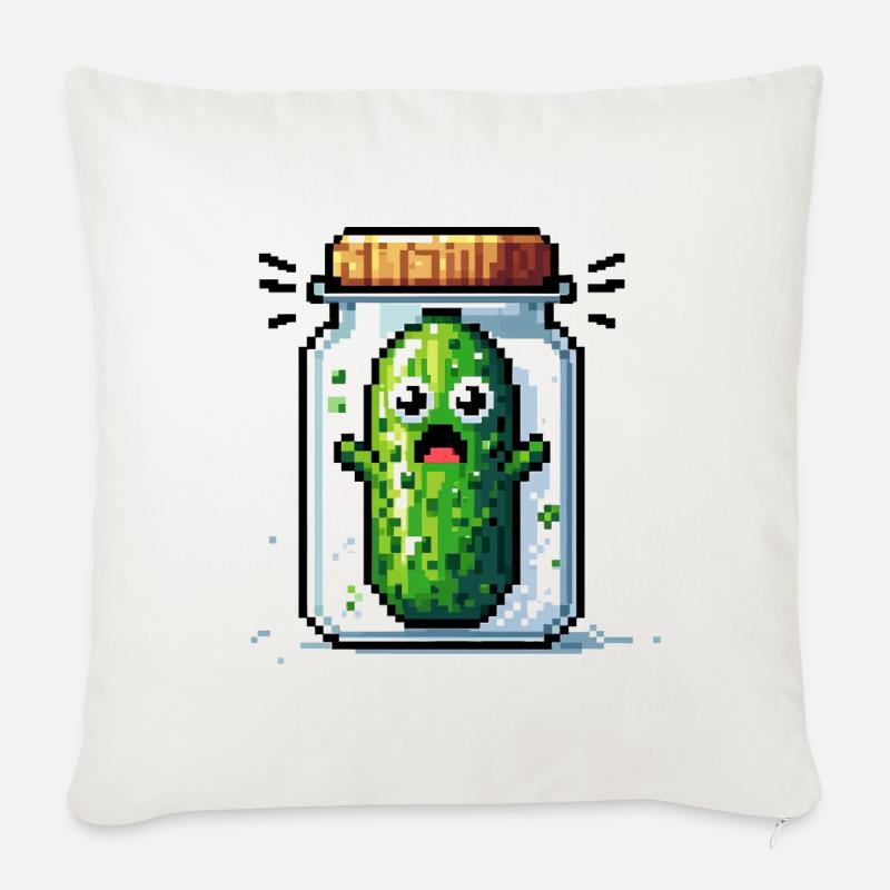 Witzige Gurken - Einlegen & Lachen - Sofakissenbezug 45 x 45 cm - Naturweiß