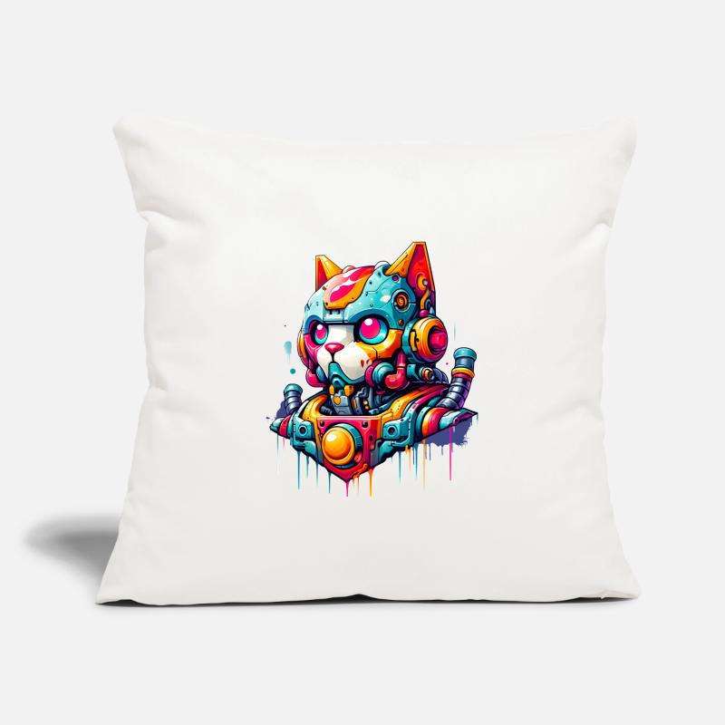 Cat designed as a robot in comic graffiti style Sofa pillowcase 17,3'' x 17,3'' (45 x 45 cm)