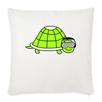 Tortue mignonne DJ mignon Musique de fête Animal - Housse de coussin décorative 45 x 45 cm - blanc nature - Devant