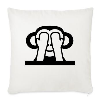 3 singes sages ne voient rien garde les yeux cachés - Housse de coussin décorative 45 x 45 cm - blanc nature - Devant