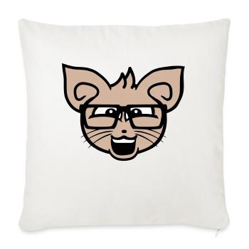 Nerd chat lunettes à monture de corne geek tête de chaton intelligent - Housse de coussin décorative 45 x 45 cm - blanc nature - Devant