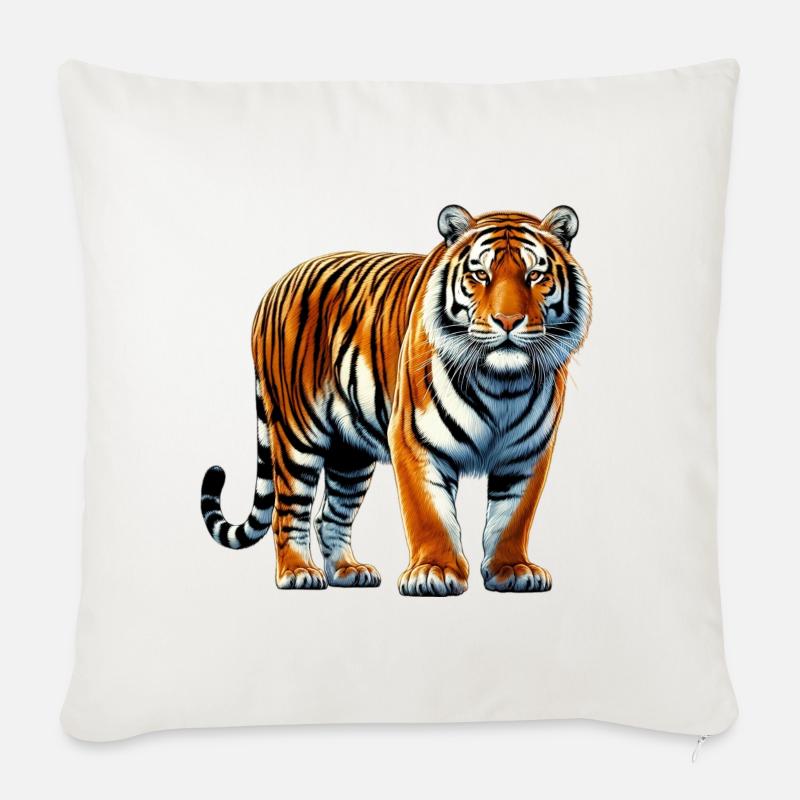 Tiger - Sofakissenbezug 45 x 45 cm - Naturweiß 