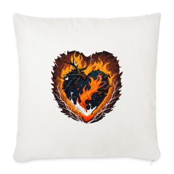 Flaming Love : un cœur ludique fait de feu - Housse de coussin décorative 45 x 45 cm - blanc nature - Devant