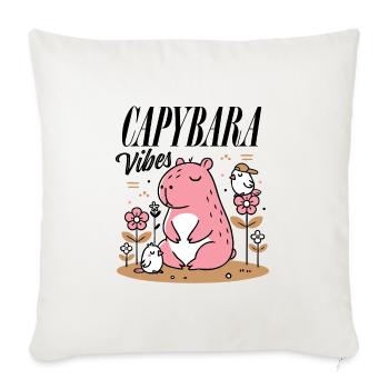 Relaxed capybara with friends - Sofa pillowcase 17,3'' x 17,3'' (45 x 45 cm) - natural white - Front