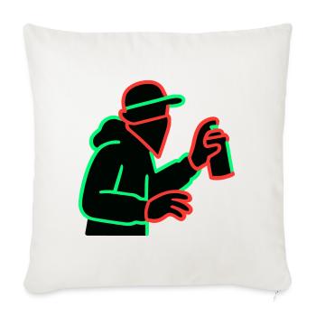 Neon Graffiti Sprayer Silhouette - Sofa pillowcase 17,3'' x 17,3'' (45 x 45 cm) - natural white - Front