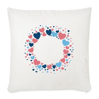 Couronne de cœur Couronne de cœur Bleu Rose - Housse de coussin décorative 45 x 45 cm - blanc nature - Devant