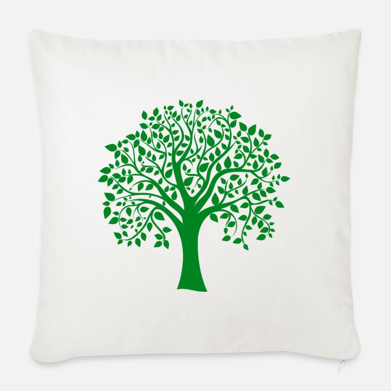 Grüne Jumbo-Baum-Print-Silhouette - Sofakissenbezug 45 x 45 cm - Naturweiß