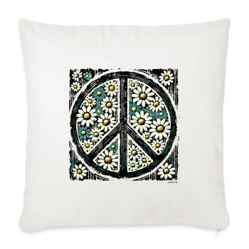 Daisy Peace Floral Emblem - Sofa pillowcase 17,3'' x 17,3'' (45 x 45 cm) - natural white - Front