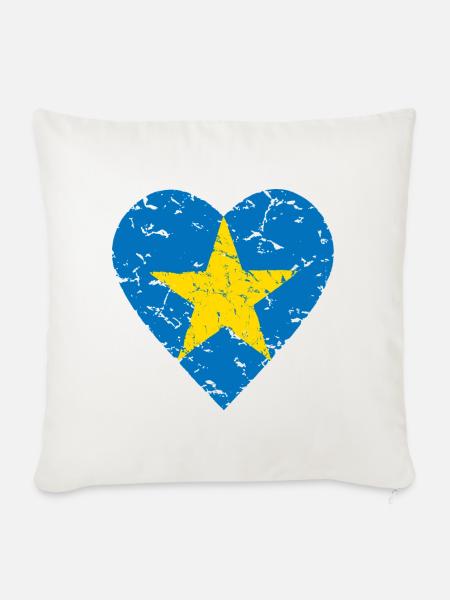 Ukraine Herz Stern Frieden Liebe Menschenrechte - Sofakissenbezug 45 x 45 cm - Naturweiß