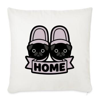 Mops Hausschuhe Home Banner - Sofakissenbezug 45 x 45 cm - Naturweiß  - Vorne