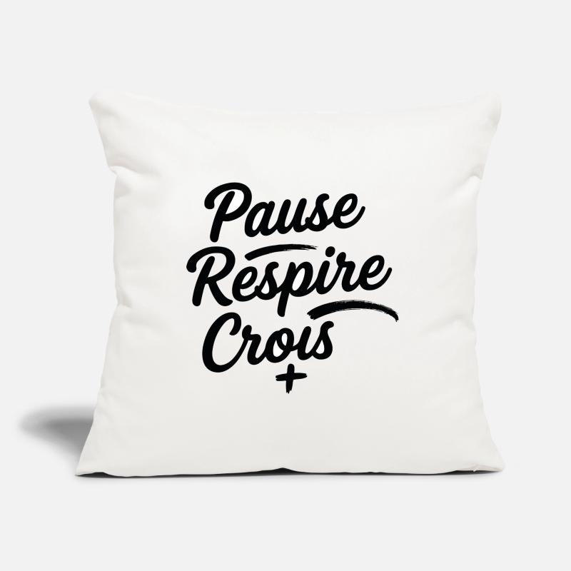 Pause Respire Crois Script Housse de coussin décorative 45 x 45 cm