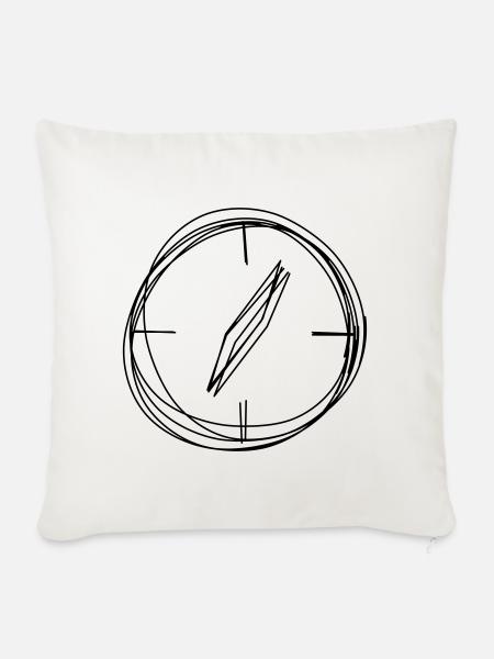 Kompass handgezeichnet - Sofakissenbezug 45 x 45 cm - Naturweiß