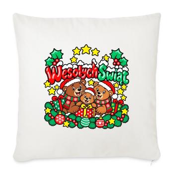 Frohe Weihnachten Teddybären - Sofakissenbezug 45 x 45 cm - Naturweiß  - Vorne