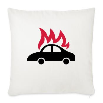voiture + feu - Housse de coussin décorative 45 x 45 cm - blanc nature - Devant