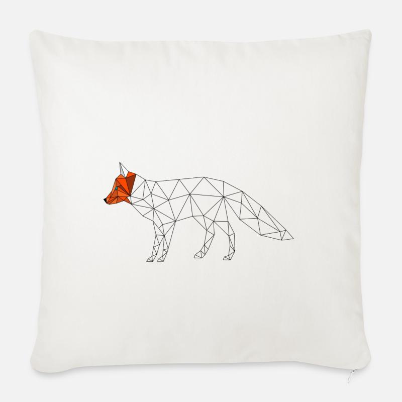 Fuchs geometrisch low poly bunter Kopf 3D Geschenk - Sofakissenbezug 45 x 45 cm - Naturweiß 