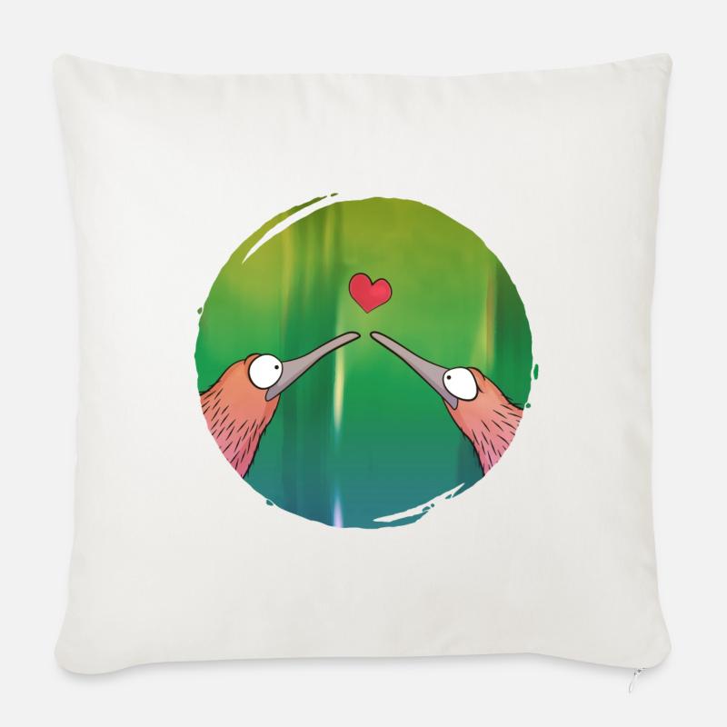 Kiwi Liebe - Sofakissenbezug 45 x 45 cm - Naturweiß 