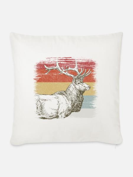 Hirsch - Sofakissenbezug 45 x 45 cm - Naturweiß 