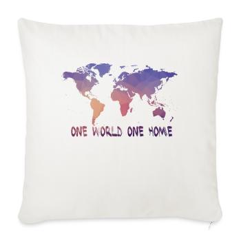 Un monde un monde carte du monde - Housse de coussin décorative 45 x 45 cm - blanc nature - Devant