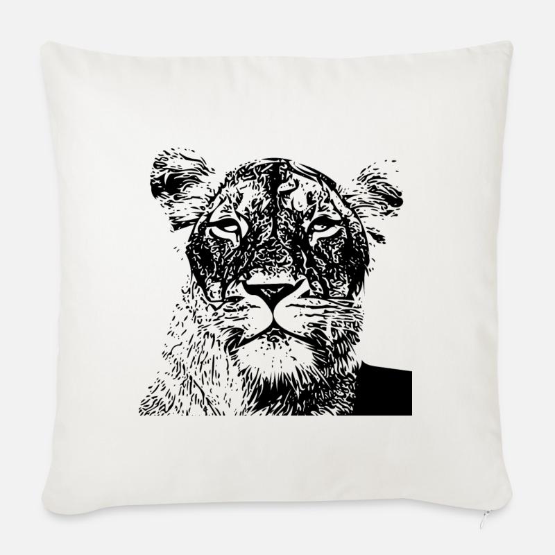 Löwin - Sofakissenbezug 45 x 45 cm - Naturweiß 