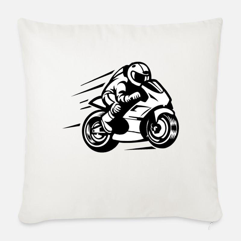 Motorrad - Sofakissenbezug 45 x 45 cm - Naturweiß 