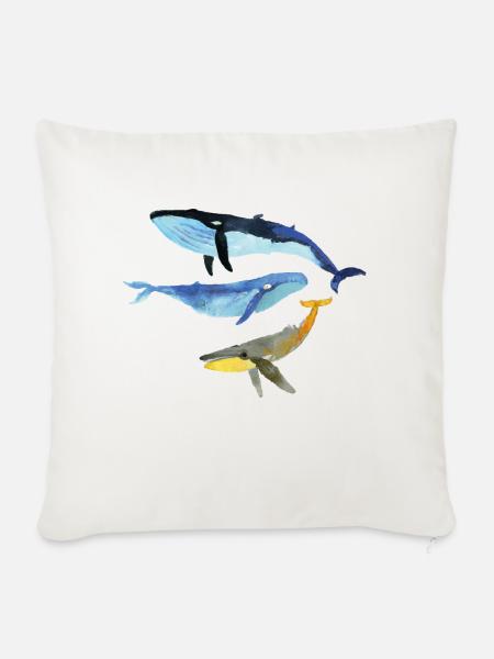 Wale in Aquarell - Sofakissenbezug 45 x 45 cm - Naturweiß