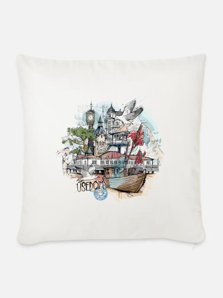 Usedom Illustration - Sofakissenbezug 45 x 45 cm - Naturweiß