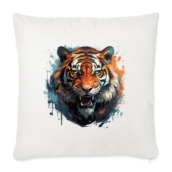 Tigre du Bengale – Zoo King Tiger Face - Housse de coussin décorative 45 x 45 cm - blanc nature - Devant