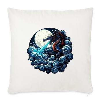 Mystischer Drache, der Wasser im Mondlicht spuckt - Sofakissenbezug 45 x 45 cm - Naturweiß  - Vorne