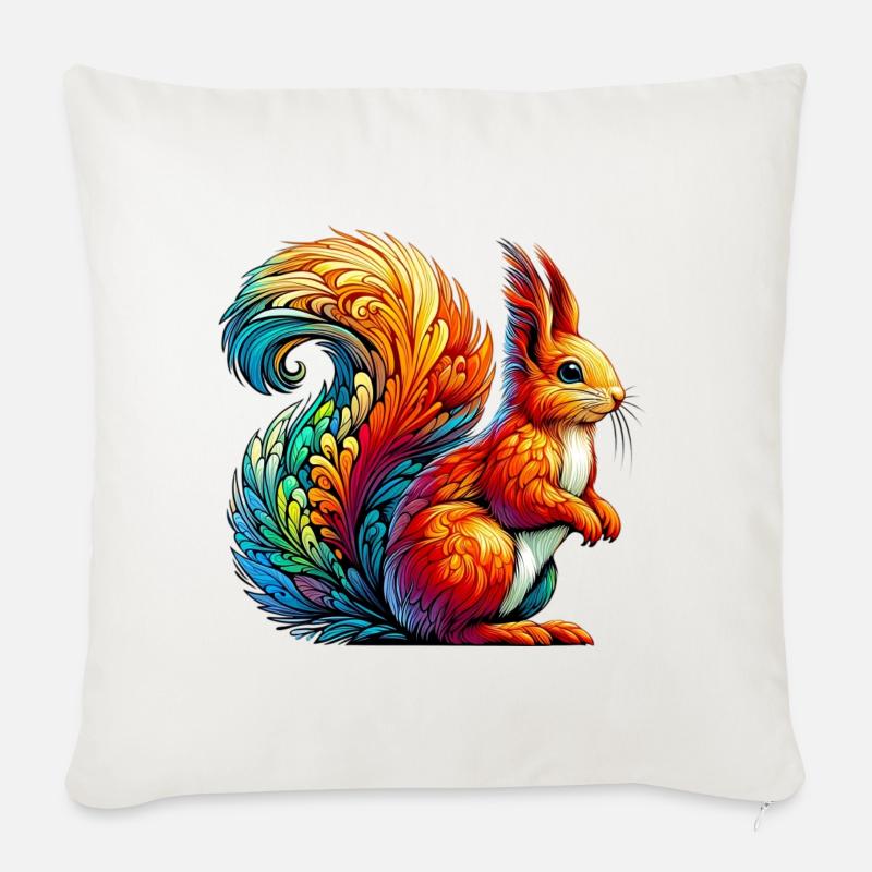 Eichhörnchen - Sofakissenbezug 45 x 45 cm - Naturweiß 