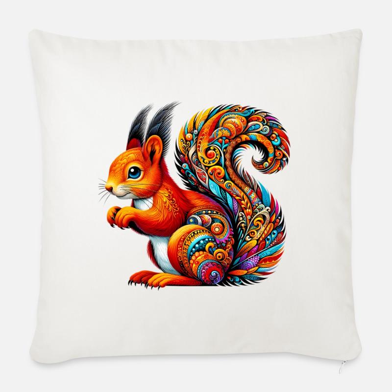 Eichhörnchen - Sofakissenbezug 45 x 45 cm - Naturweiß 