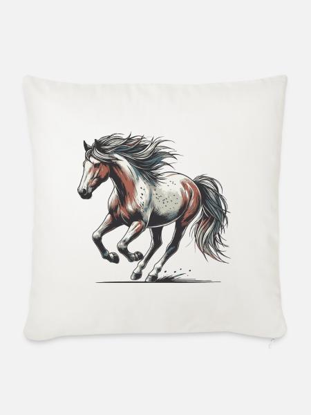 Pferd - Sofakissenbezug 45 x 45 cm - Naturweiß 