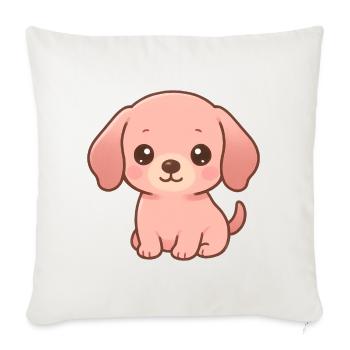 Cute pink dachshund puppy kawaii cartoon - Sofa pillowcase 17,3'' x 17,3'' (45 x 45 cm) - natural white - Front