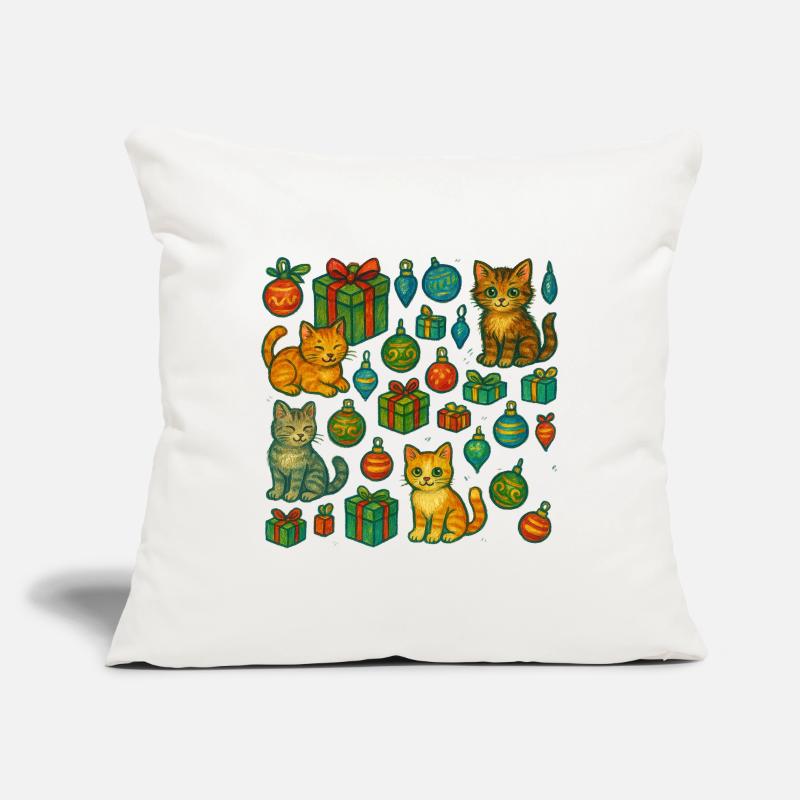 Festive Kitten Gift Pattern Sofa pillowcase 17,3'' x 17,3'' (45 x 45 cm)