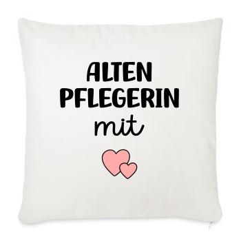 Altenpflegerin mit Herz - Sofakissenbezug 45 x 45 cm - Naturweiß  - Vorne